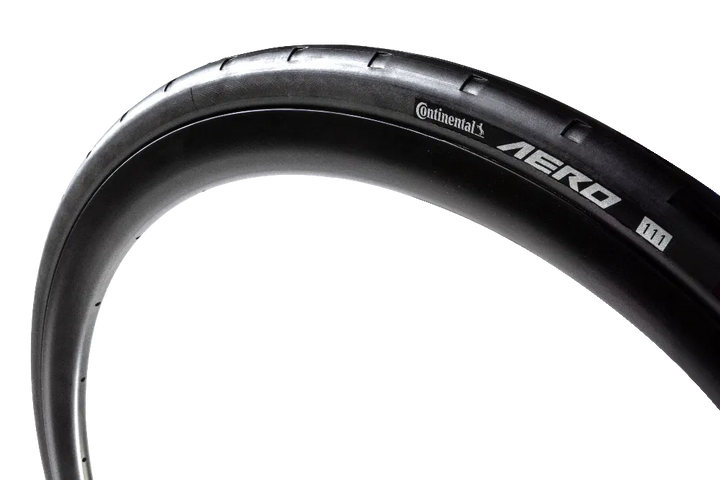 side on view of continental aero 111 road bike tyre used by professional cyclists
