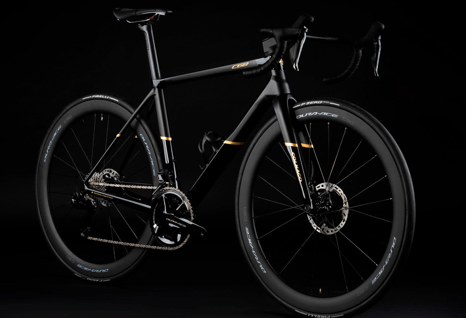 Black bicycle on a dark background